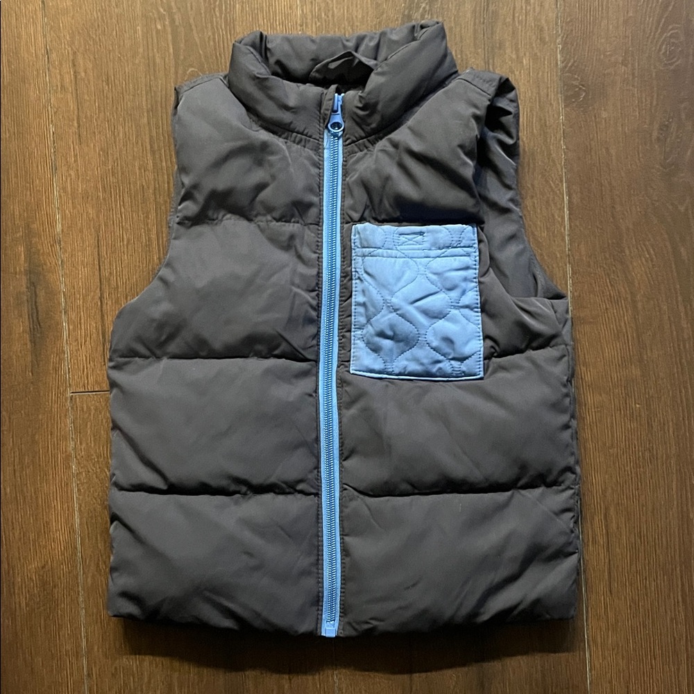 Cat & Jack Brown Vest with Blue Accents